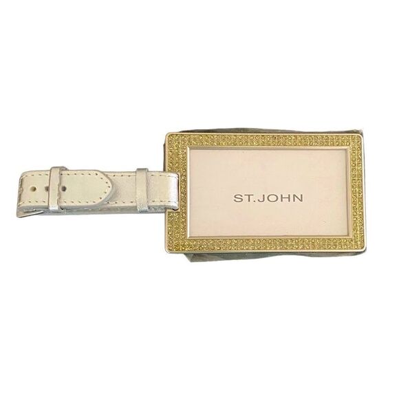 St. John Rhinestone Peridot Green Logo Luggage Tag New NWOT Travel Vacation - Picture 6 of 8